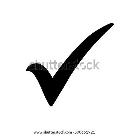 Black check mark icon. Tick symbol in black color, vector illustration. Royalty-Free Stock Photo #590651921