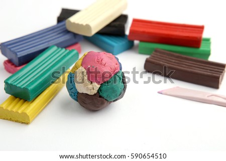 Children's colored plasticine. Materials for creativity. 