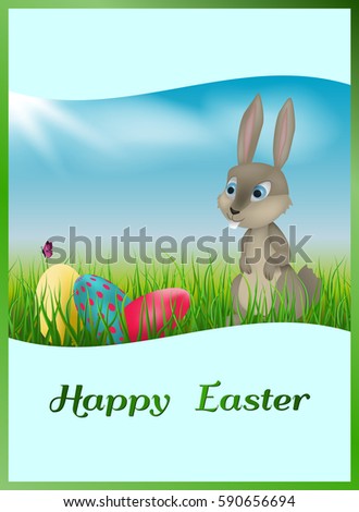 Easter card with rabbit.Vector illustration.