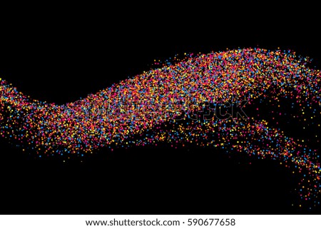 Colorful explosion of confetti. Grainy abstract  multicolored texture isolated on black background. Flat design element. Vector illustration,eps 10.