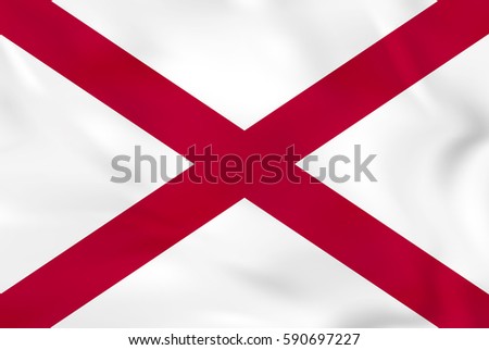 Alabama waving flag. Alabama state flag background texture.Vector illustration.