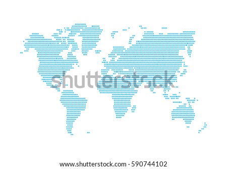 Abstract Hatched World Map with Lines. World Stripes Map.Travel Vector Illustration.