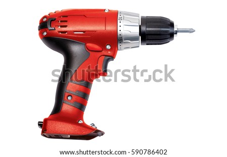 Red screwdriver on a white background Royalty-Free Stock Photo #590786402