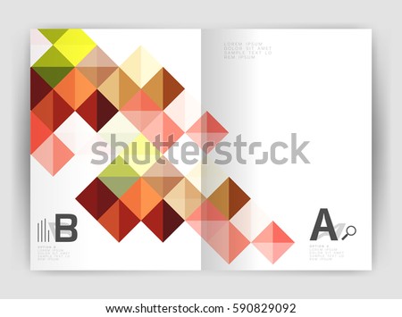 Minimalistic square brochure or leaflet business template, abstract background