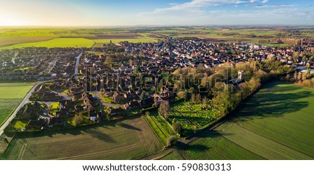 Aerial Sunrise View of Epworth, North Lincolnshire.