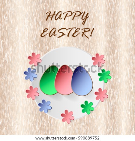 Easter egg on wood background. Vector illustration for greeting card, promotion, poster, flier, blog, article