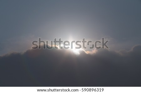 beautiful blue sky with bright sun, light from heaven