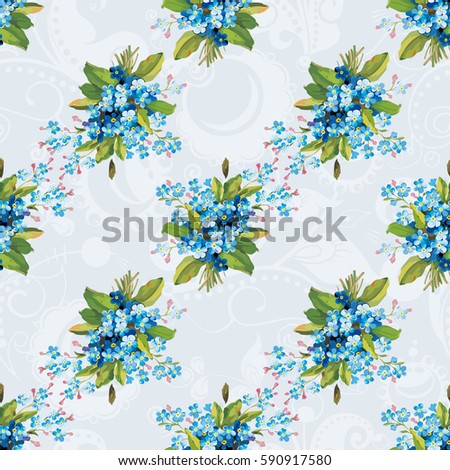 Seamless floral pattern with vintage flowers Vector Illustration EPS8