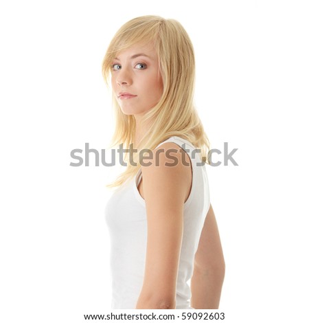 Teen girl isolated on white background