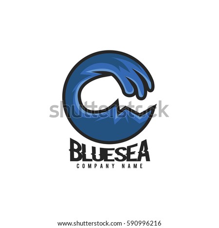 The Wave In Blue Sea Business Logo Illustration