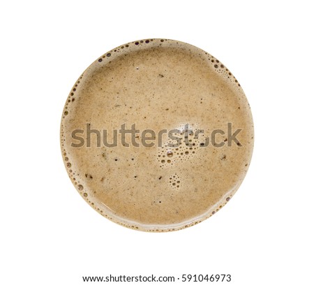 top view for coffee isolated on white with clipping path