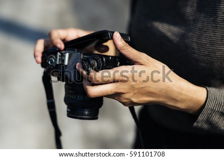 Girl with Glasses Taking Photos Camera