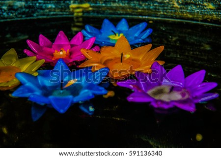 Lotus candle on the water, Thailand