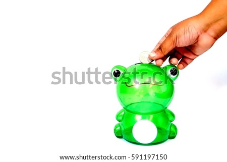 transmission drops piggy bank with white background