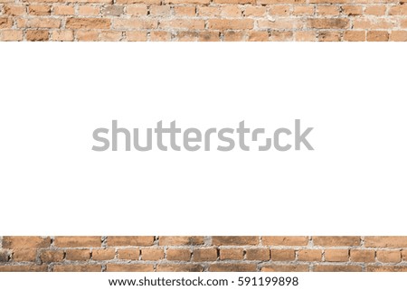 Background of orange old brick pattern with white space 