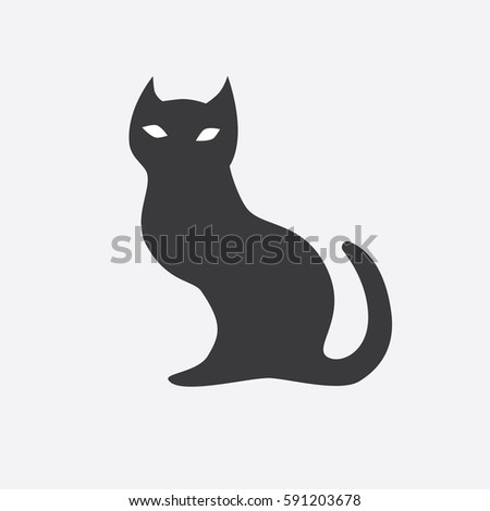 Black silhouette of cat. Vector illustration