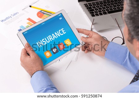 INSURANCE CONCEPT ON TABLET PC SCREEN