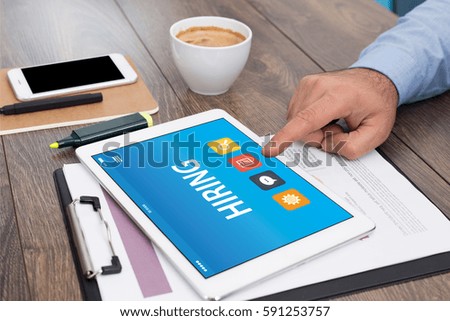 HIRING CONCEPT ON TABLET PC SCREEN