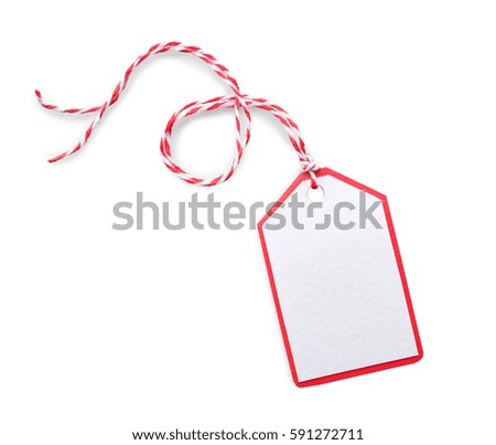Card with ribbon on white background