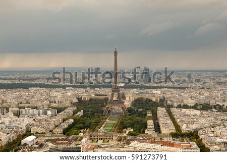 day view of the Eiffel Tower from the Montparnasse skyscraper