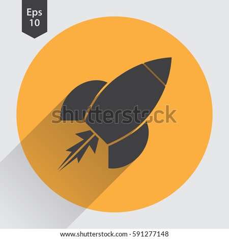 Rocket Flat Icon. Simple Sign Of Spaceship. Smart Symbol. Vector Illustration