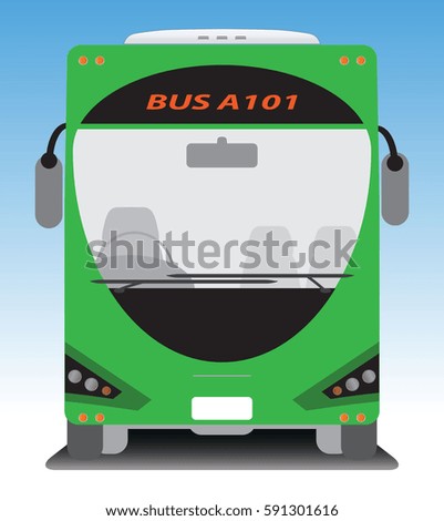 Front view of Tourist bus on blue sky background