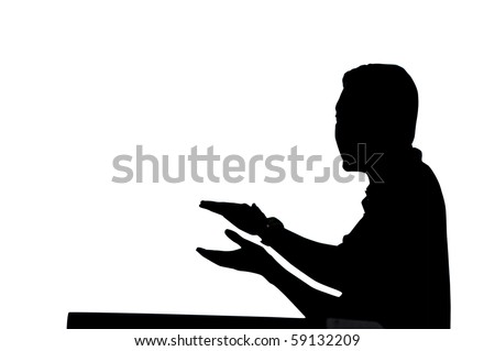 silhouette of a man doing presentation