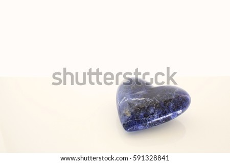 Warm Blue Gem Stone Heart with White Background
