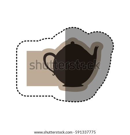 sticker monochrome emblem with teapot of tea vector illustration
