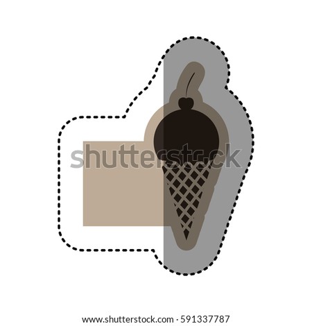 sticker monochrome emblem with ice cream cone vector illustration