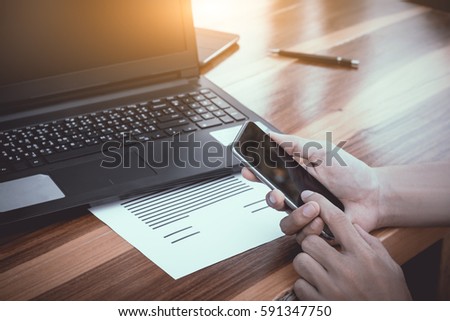 business technology concept,Business people hands use smart phone connection online networking communication on table ,selective focus. 