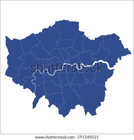 Greater London map showing all boroughs Royalty-Free Stock Photo #591348521