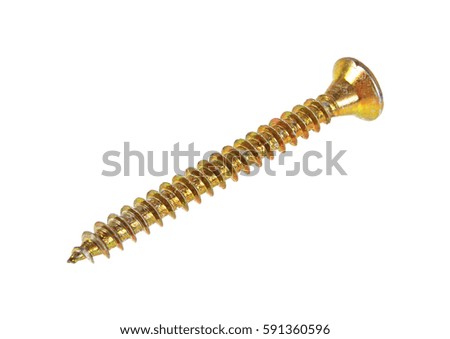 Golden screw isolated on white background