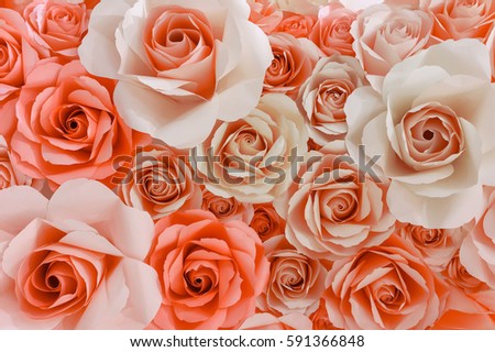 Colorful rose paper flowers are texture background. It best for handmade, creative, love, wallpaper, valentine's day, wedding and abstract.