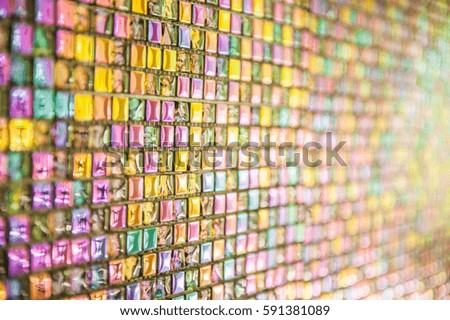 mosaic tiles, background and texture of Mosaic tile on decorative wall. Selected focus. 