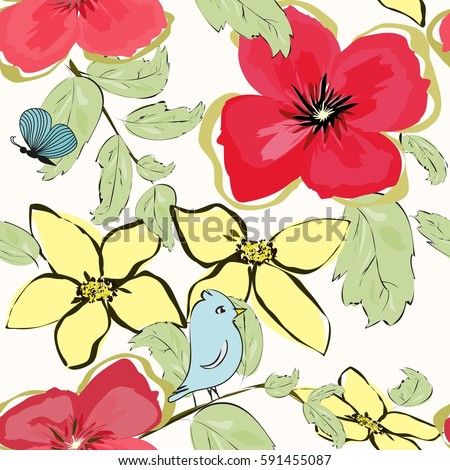 Abstract flower seamless pattern background