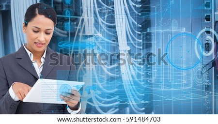 Digital composite image of using digital tablet in database server storage system