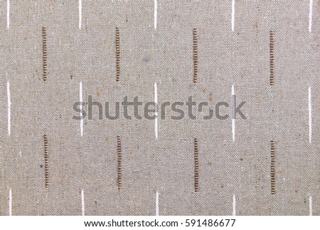 Beige fabric texture background with white and brown stripes