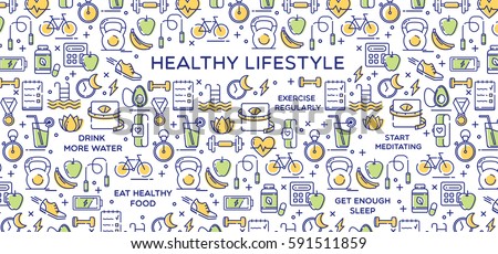 Healthy lifestyle vector illustration, dieting, fitness and nutrition.
 Royalty-Free Stock Photo #591511859