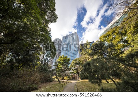 Parks and buildings in Tokyo