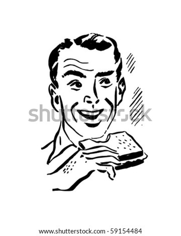 Man Eating Sandwich - Retro Clip Art