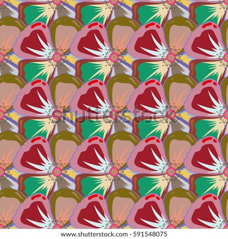 Multicolored painting of abstract flowers, seamless pattern vector background. Multicolor floral background.