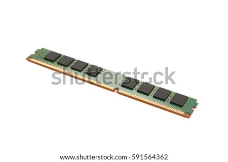 photo of DDR RAM memory module isolated on white background