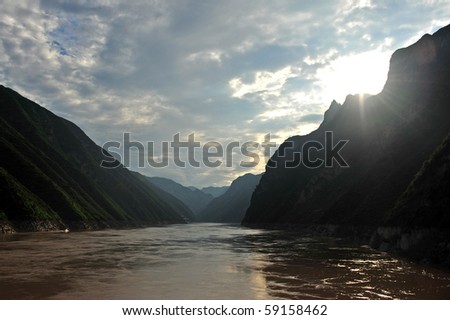 First of 3 gorges of the Yangzi river Royalty-Free Stock Photo #59158462