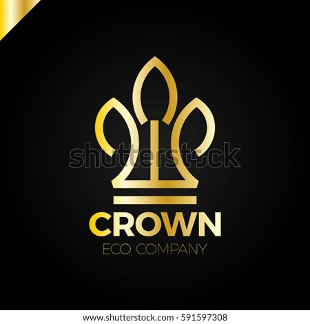 Green Leaves Crown abstract Logo design vector template.
Eco nature Creative Business Logotype concept icon.