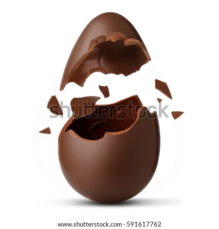 Chocolate egg exploded Royalty-Free Stock Photo #591617762