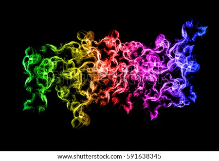 Colored smoke isolated on black background, abstract smoke, abstract smoke wave.