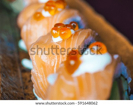 California Roll or Salmon roll a yummy Japaneses sushi ,selective focus.   