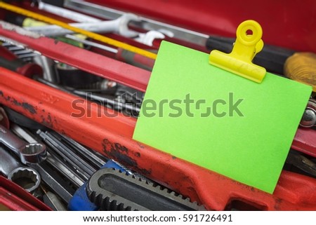 Illustration vintage concept workshop toolbox with word copy space for word