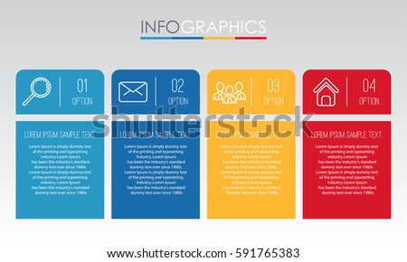 Info-graphic Template for Business with 4 steps multi-color, labels. Vector info-graphic element.